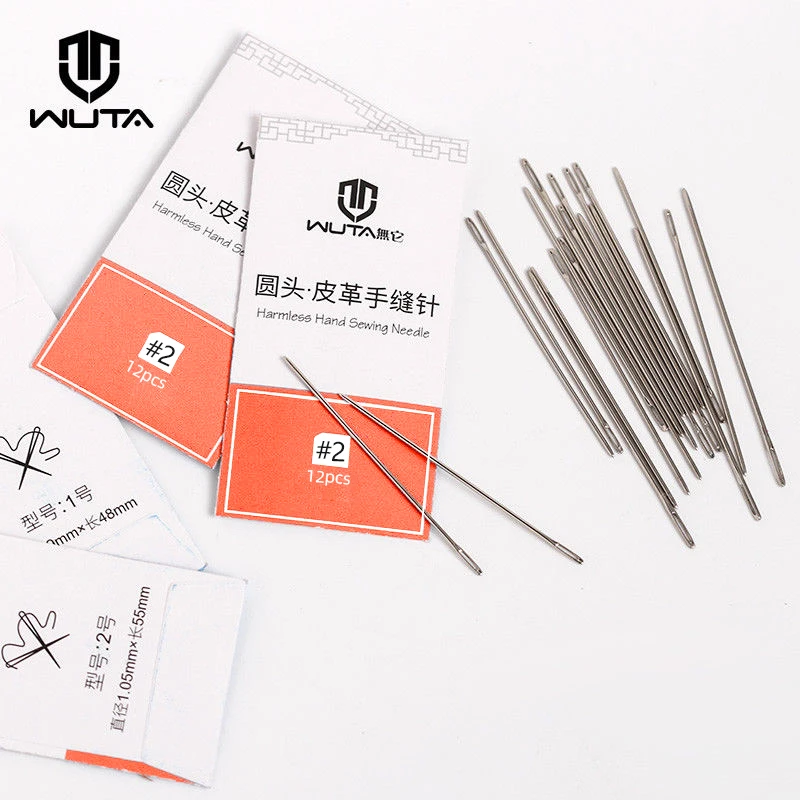 WUTA 24 Pcs Large Eye Blunt Stitching Needle Harness Round-pointed Needle  Leather Hand Sewing Blunt Leathercraft Sewing Needle - AliExpress