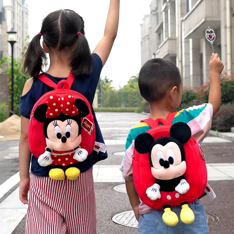 

MINISO New Mickey Minnie Children's School Bag Hello Kitty Stitch Pikachu Kindergarten Baby Backpack Backpack Birthday Gift