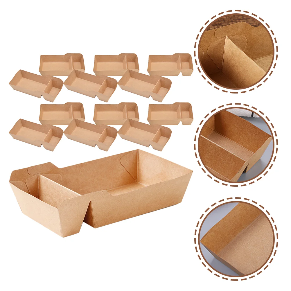 Kraft Food Containers Paper Take Out Snack Box Holder French Fries Serving Boxes Cardboard Trays