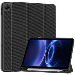 Elegant PU Leather Tablet Case with Pencil Holder and Folding Stand for Redmi Pad 2 SE 2026 (Black)