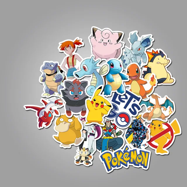 50/40/10Pcs/pack Pokemon Stickers Kawaii Pikachu Skateboard Bicycle Guitar Laptop Kids Waterproof Label Decor Stationery Sticker 5
