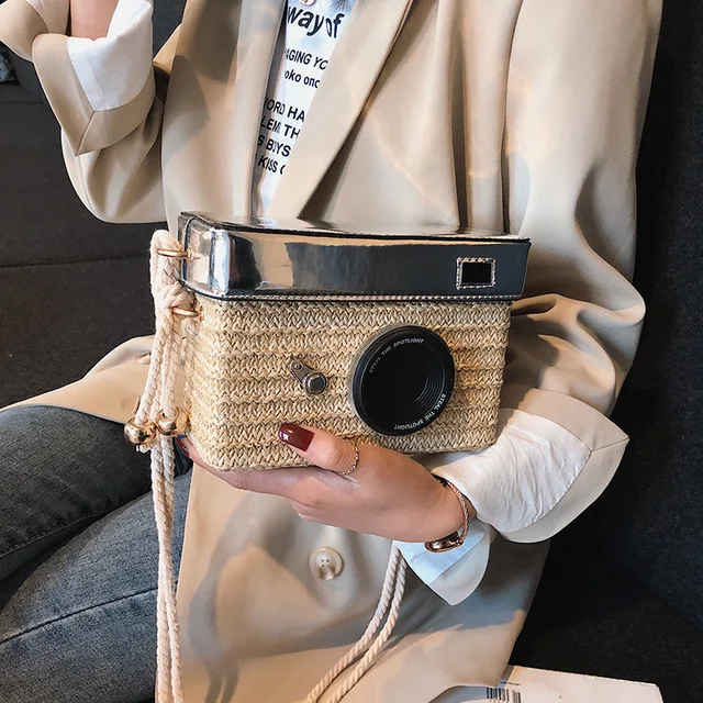 Summer Crossbody Bags for Women 2022 New Funny Camera Woven Female Bag Fashionable Unusual Party Small Square Shoulder Bag Woman 3