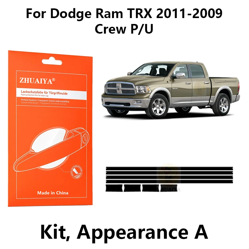 

Защитная пленка ZHUAIYA для края дверной ручки, защитная пленка из ТПУ для Dodge Ram TRX 2011-2009 Crew P/U