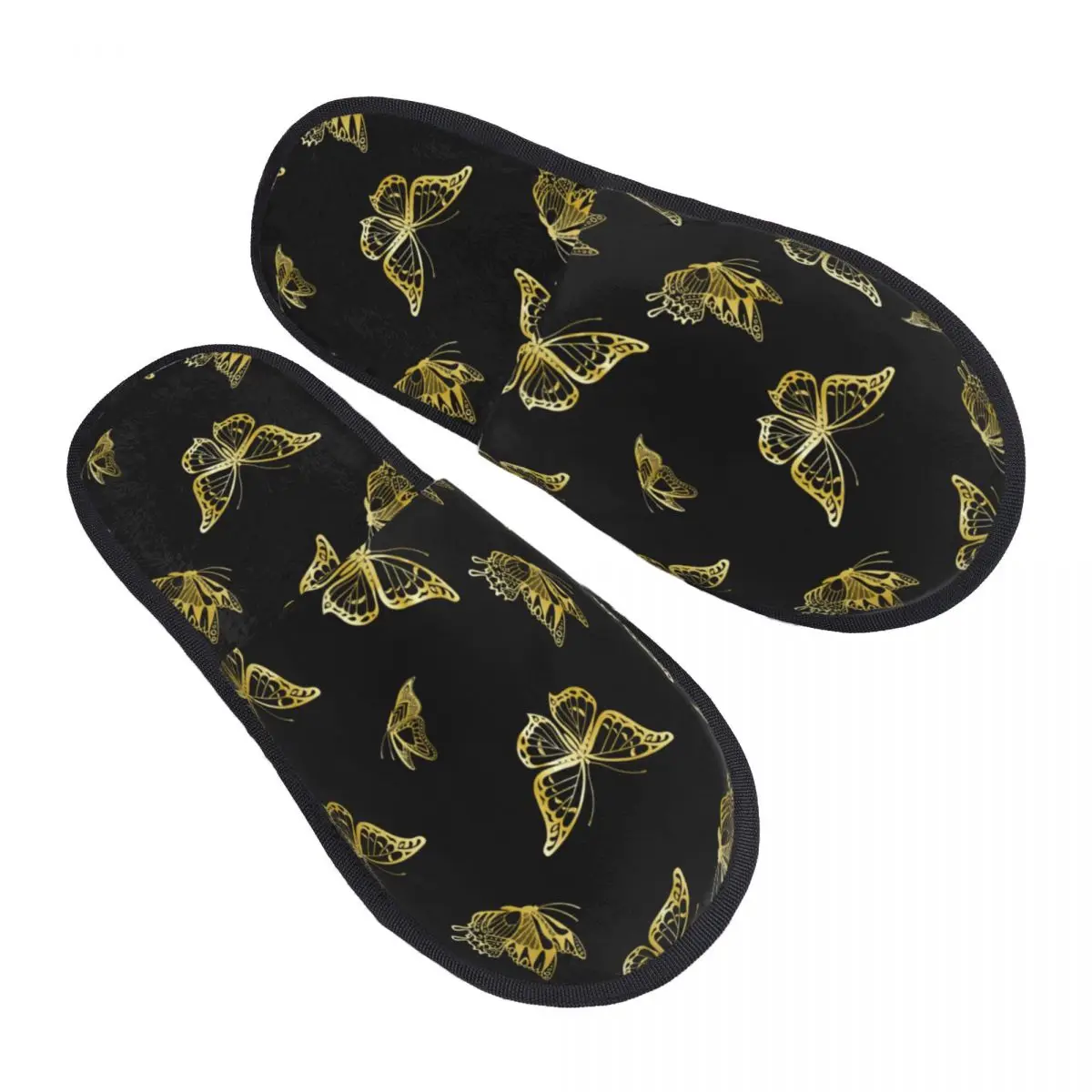 

Indoor Golden Butterflies Warm Slippers Winter Home Plush Slippers Fashion Home Soft Fluffy Slippers