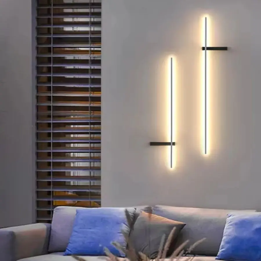 Creative Linear Wall Lamp Fashionable Nordic Simple Style Outdoor Lighting Waterproof Living Room Bedroom Long Strip Wall Light