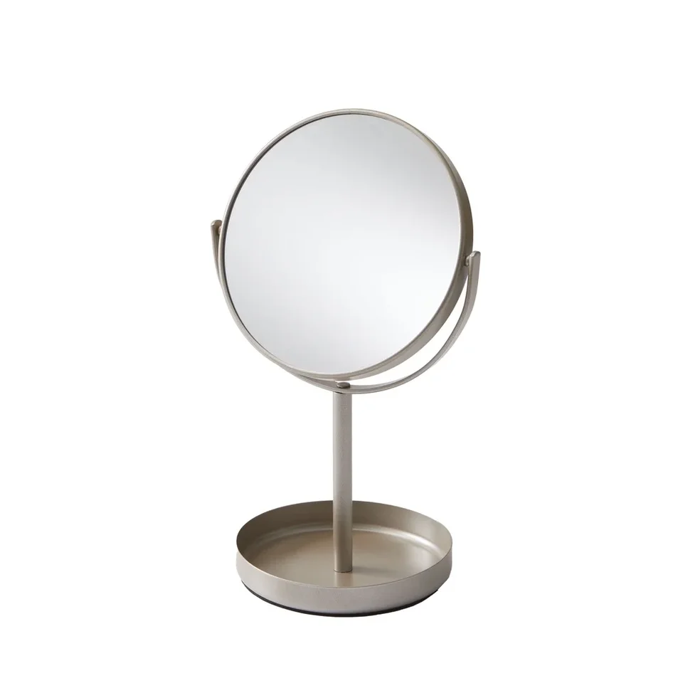 Dual Sided Satin Nickel Makeup Mirror with Swivel