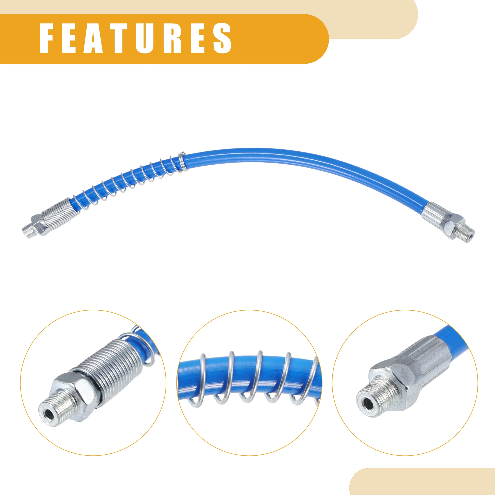 30/40/50cm-180cm Grease Gun Hose Extension Hand and Air Powered Grease Guns Connector Trailer Flex Hose X Autohaux grease gun coupler