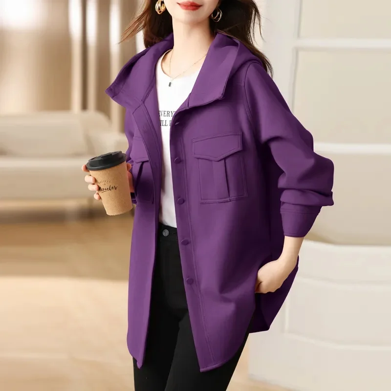 Discount Withdrawal Tailings 2023 Autumn/Winter New Casual Loose Luxury Feel Slim Versatile Cardigan Hooded Coat Women's Solid