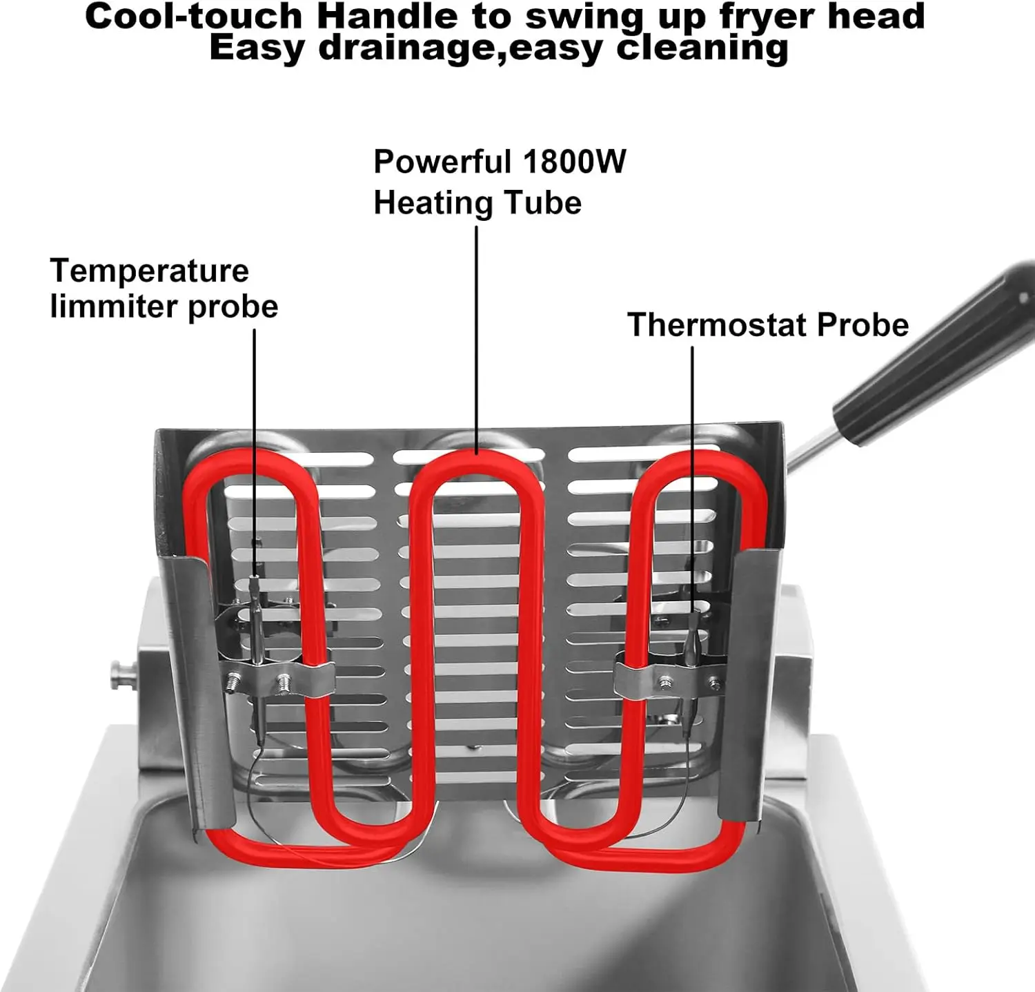 Deep Fryer Extra Large with Drain,Timer,Basket and Lid for Restaurant Use  Commercial 5