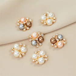 Sparkling Pearl Flower Button Garment Decorative Craft DIY Brooches Clothes Dress Rhinestone Sewing Supplies Home Decoration DIY