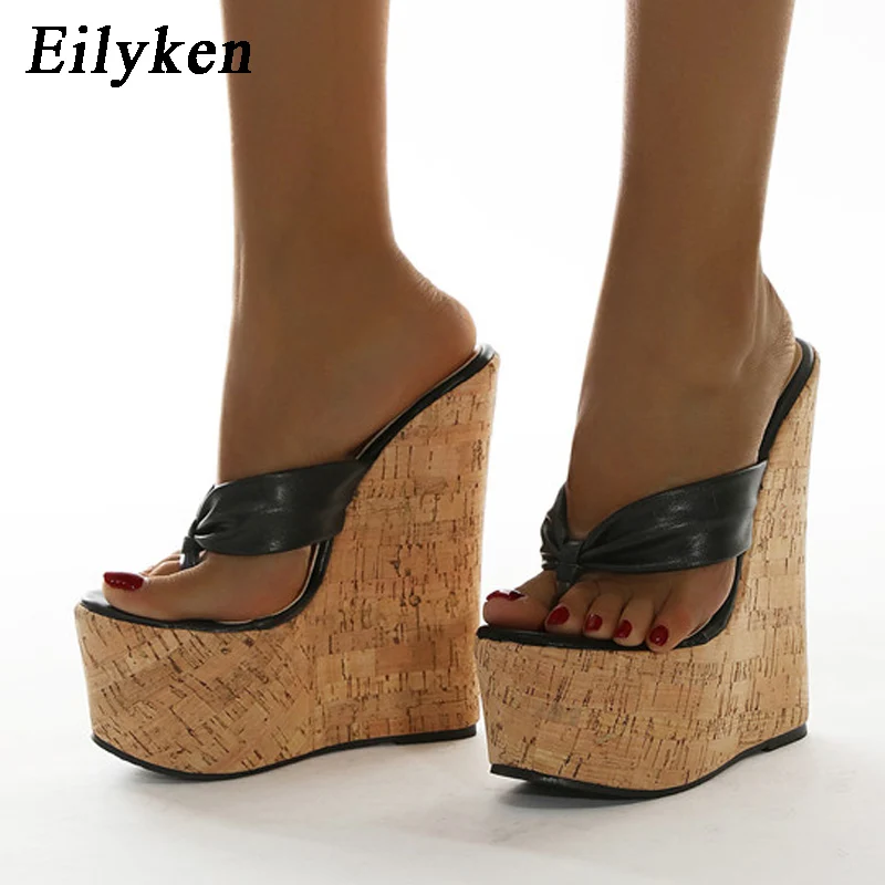 Eilyken Large Size 42 Sexy Super Tacchi Alti Pantofole Da Donna Open Pinch Toe Mules Platform Zeppe Sandali Infradito Scarpe