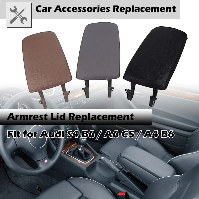 Center Console Artificial Leather Synthetic Armrest Cover Fit For Audi