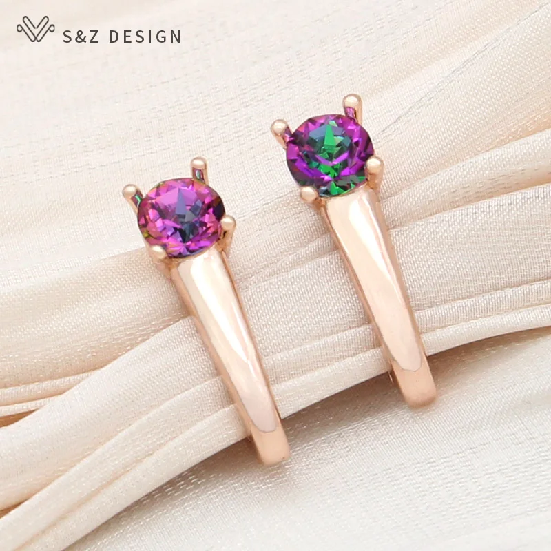 S&Z DESIGN New Fashion Round Crystal Drop Earring Metal Geometry Eardrop For Women Girl Wedding Party Elegant Jewelry Fine Gift