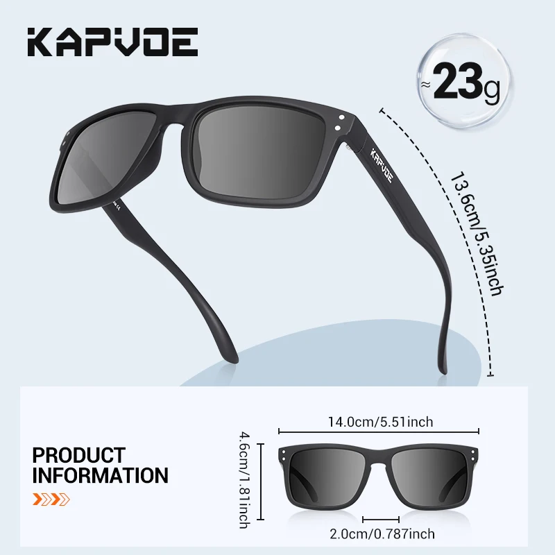 KAPVOE Polarized Fishing Sunglasses Fashion Square Vintage Sunglasses UV400 Sports Glasses Driving Hiking Anti-glare Eyewear fishing sunglasses