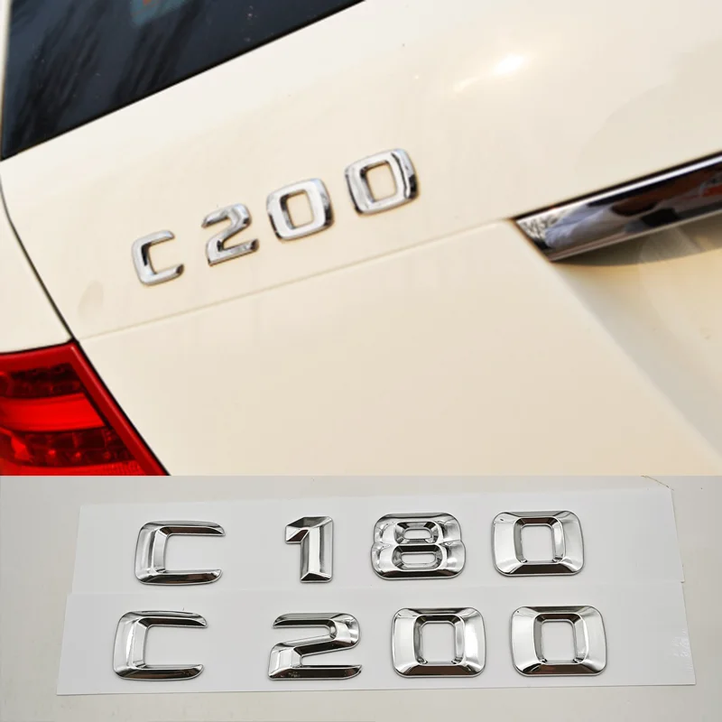 3D ABS 벤츠 엠블럼 FR 로고 C180 C200 4MATIC 라이트 자동차 액세서리 핫 트렁크 메르세데스 레터링 C 클래스 배지 리어 돌핀 테일