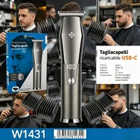 Ensemble de tondeuses à cheveux rechargeables/avec fil, tondeuse à cheveux électrique professionnelle avec peignes réglables (3-12 mm), moteur silencieux, pour hommes/femmes/enfants, usage domestique, rouge/bleu/noir/argent 5