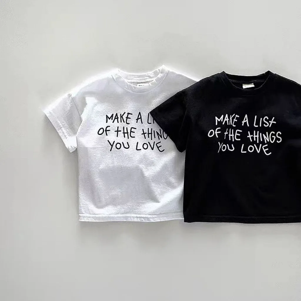 Description Picture 4 of item2025 New Baby Summer Short Sleeve T Shirts Fashion Letter Print Infant Boy Girl Versatile Casual Tee Toddler Simple Cotton Tops