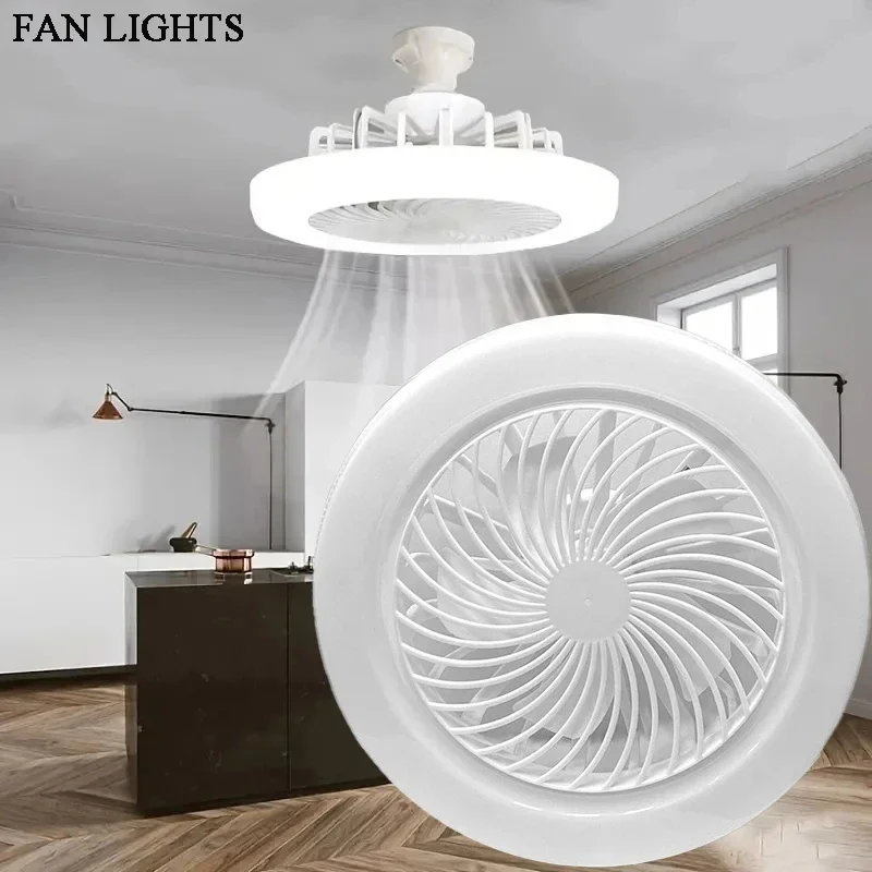 New Three-speed Mode LED Fan Light LED Lamp Bead E27 Screw Fan Light Remote Control Wall Control Bedroom Light Fan Ceiling 3