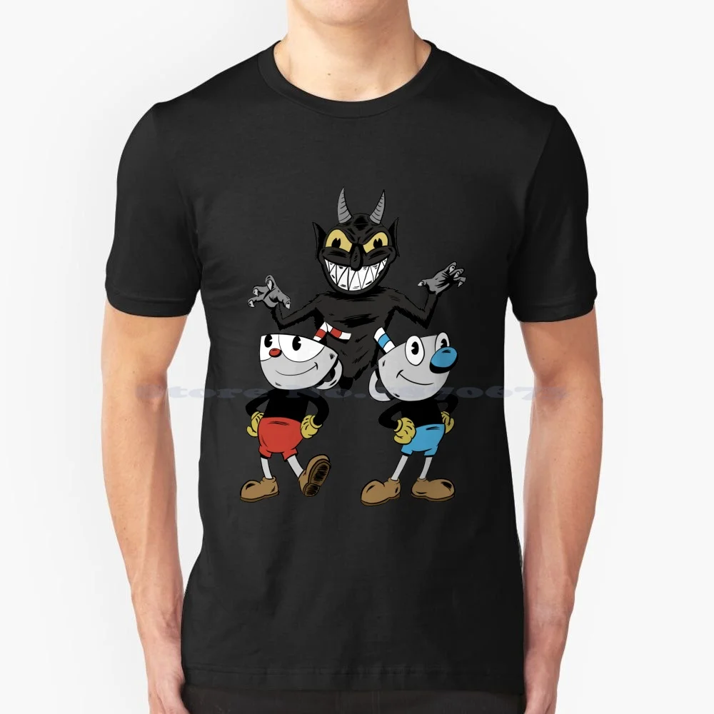 Cuphead E Maglietta Mugman 100% Cotone Tee Cuphead Mugman Devil Videogioco Animazione Del Giocatore