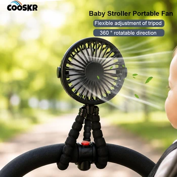 Ventilatore Portatile per Passeggino 360° ° Ventilatore Ricaricabile Flessibile e Regolabile con Clip per Passeggino, Ventilatore di Raffreddamento per Bambini