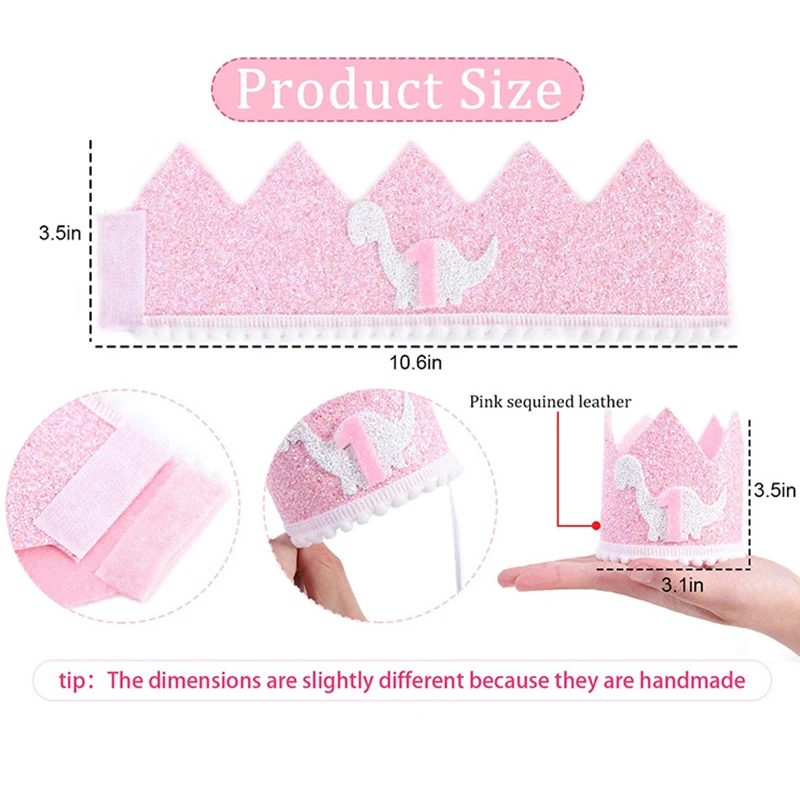 Couronne 1er Anniversaire Bébé Fille - Diadème à Paillettes Avec Rose, Bandeau Élastique, Pour Fête Et Photos (Rose/Or, 11x11x7 Cm)