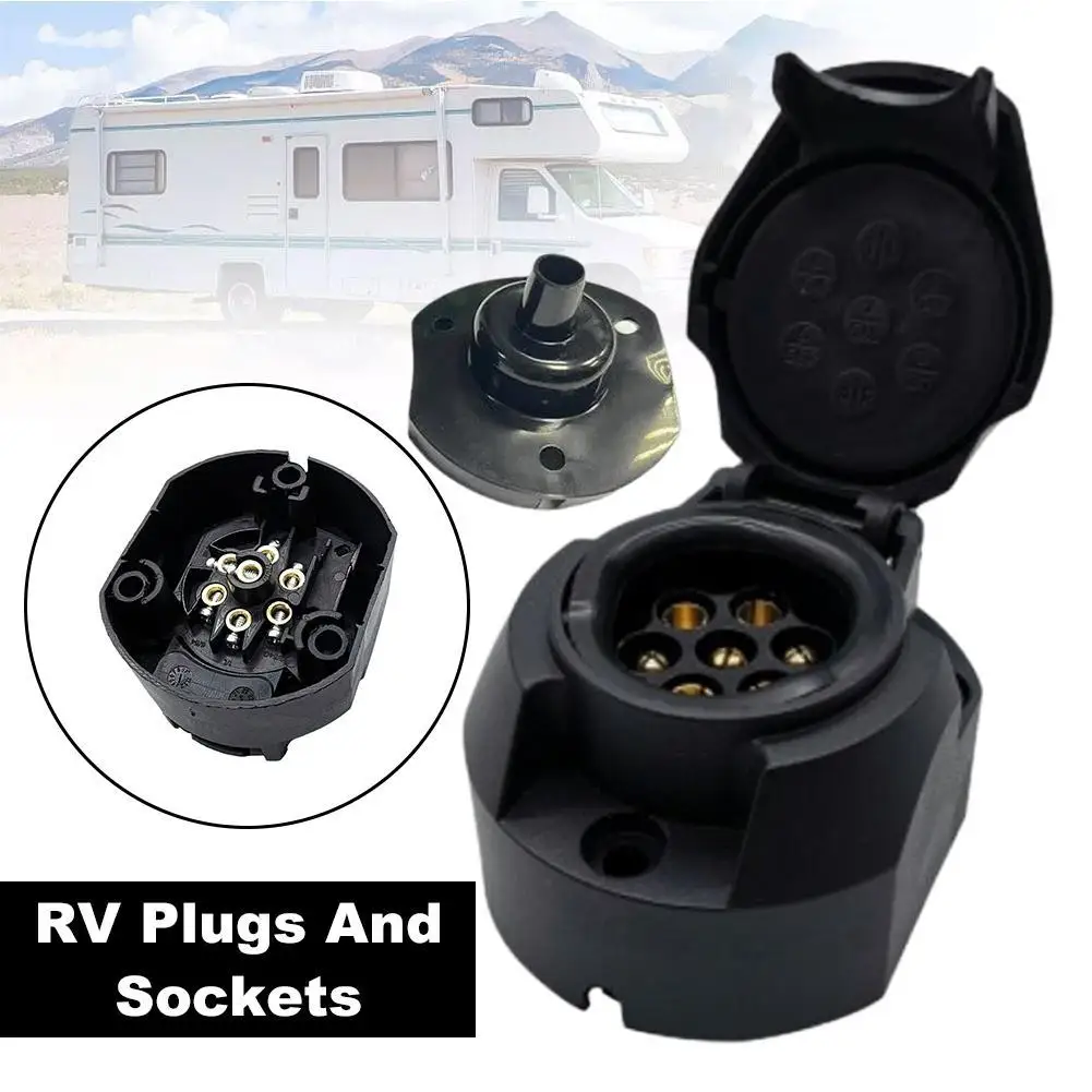 12V 7 Pin European Trailer Socket+Plug Tow Bar Connector Adapter For Car RV Truck Boat Caravans Transfer Signal Adapter Tools