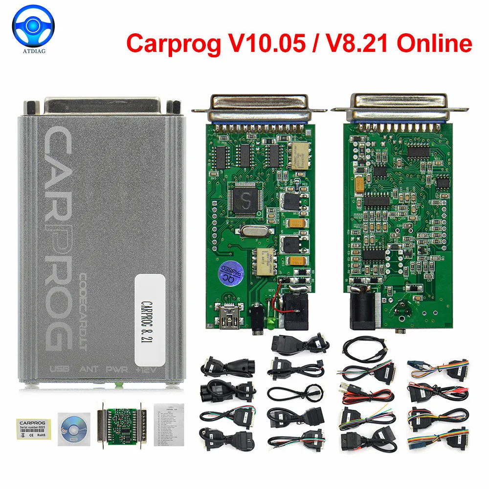 Newest Online Carprog 8.21 Full Adapters with keygen Car Prog V8.21/V10.93 Iprog Pro V86 For Airbag/Radio/IMMO ECU Repair Tool |