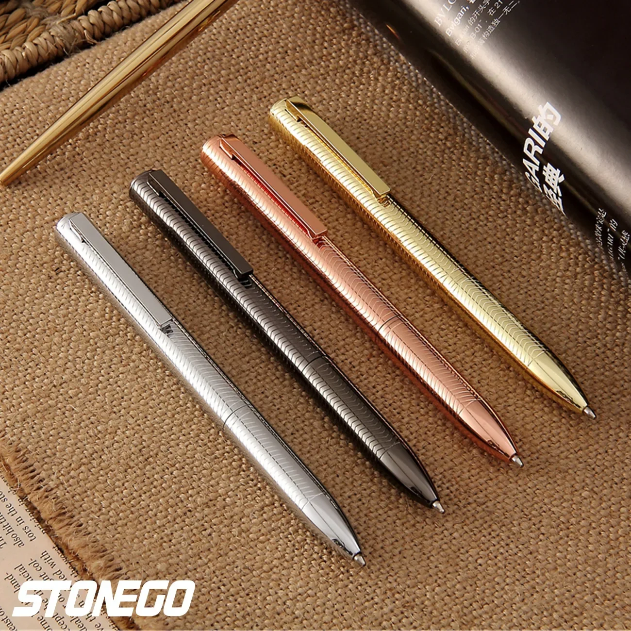Metall-Kugelschreiber, einziehbarer Signaturstift, Wappenstil, Metallgehäuse, schwarze Tinte, mittlere Spitze, 1,0 mm, glattes Schreiben – Detail 14