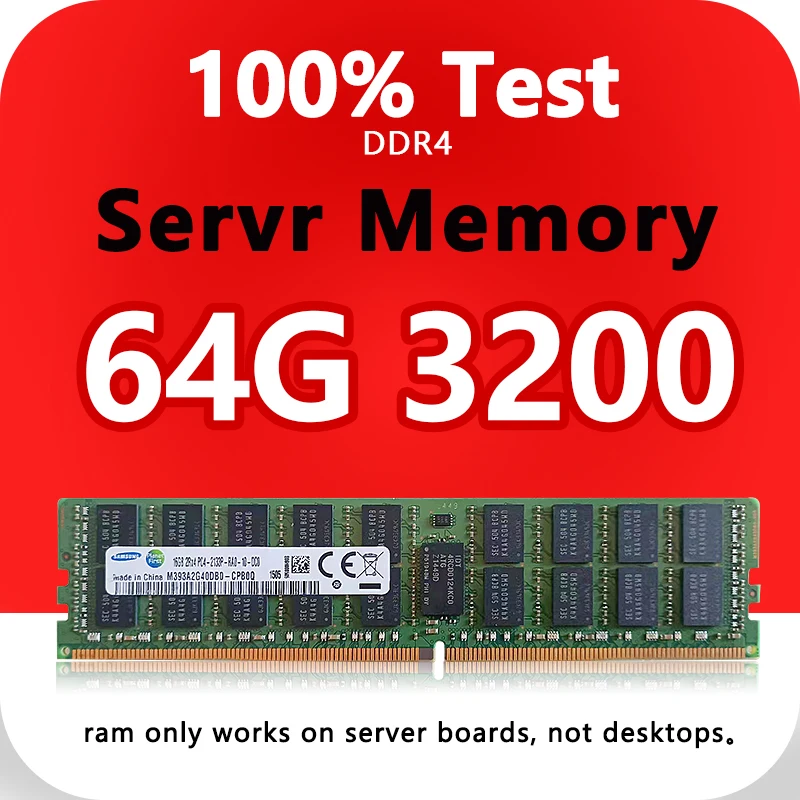 DDR4 Ram 64GB PC4 Memory Bar 3200MHZ ECC REG Server Memory 64GB D4