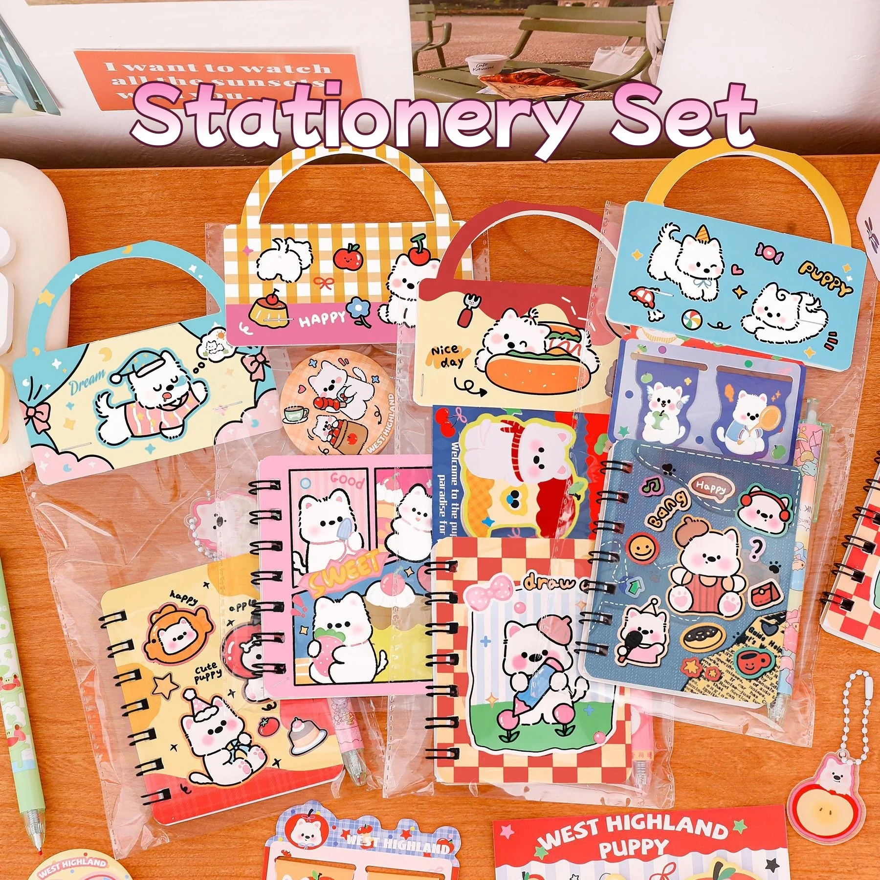 웨스트 하이랜드 화이트 테리어 문구 세트 귀여운 강아지 디자인 학교 용품 어린이를 위한 선물 쓰기 그림 그리기 학생 파티 선물