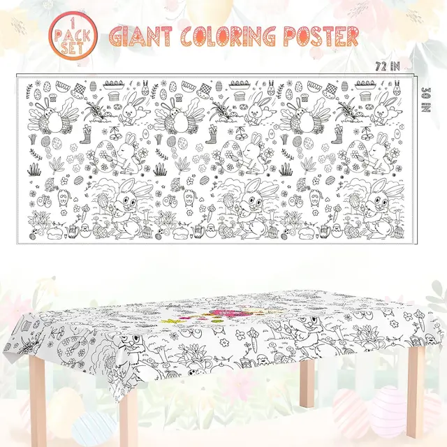 부활절 축제 분위기를 고조시키고 어린이의 창의력을 자극하는거대한 색칠 포스터 식탁보