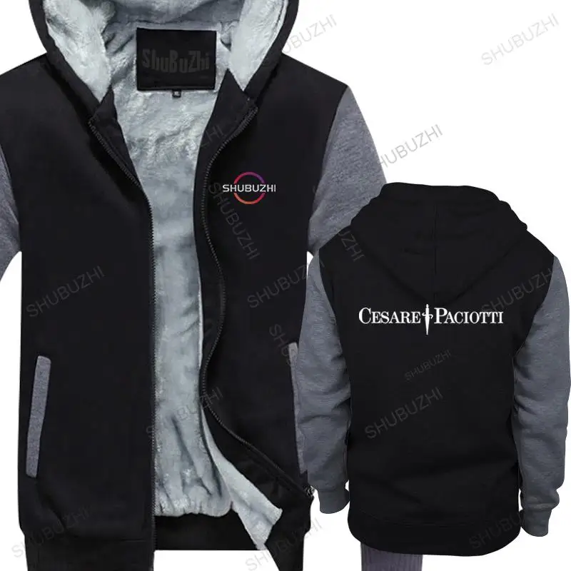 

men winter black hoody brand casual warm jacket coat CESARE PACIOTTI man casual loose cool printing fleece zipper hoodies
