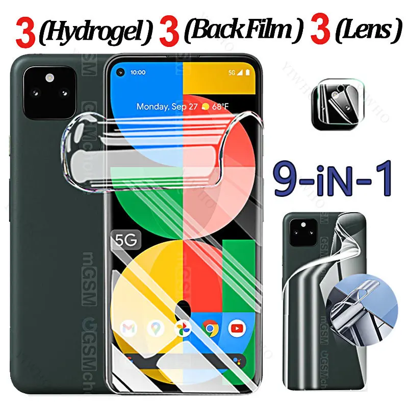 Custodie Protettive Per Schermo Per Google Pixel 5 4 5A 4A 5G Pellicola Idrogel Per Google Pixel 5A 4A Obiettivo Della Fotocamera Posteriore Gel D'Acq