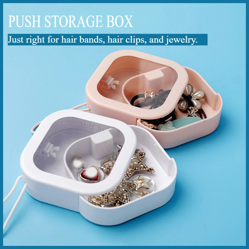 1PC Jewelry Organizer Portable Travel with Push Box Hair Accessories Cosmetics Organizer Multi-function Desktop Organizer Box