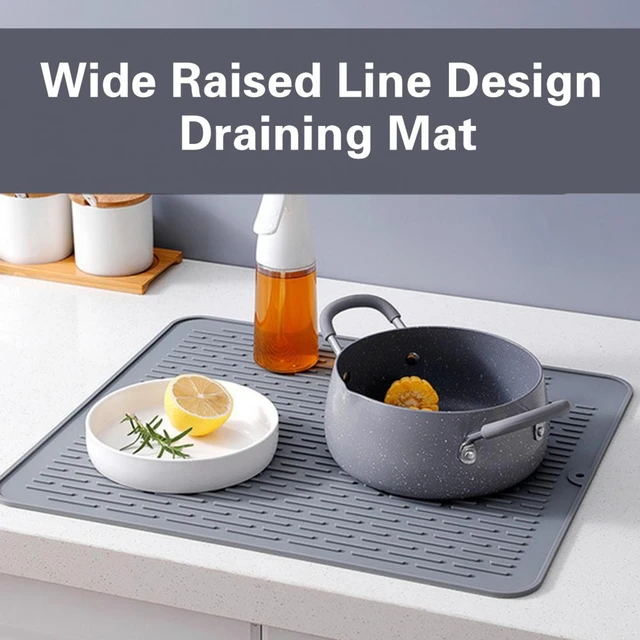 mDesign Silicone Kitchen Counter Dish Drying Mat and Protector