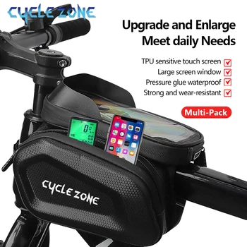 Borse da bicicletta Borsa da telaio per tubo anteriore superiore per bici Custodia per supporto per telefono touchscreen Borsa per bici da strada MTB Accessori e parti per ciclismo