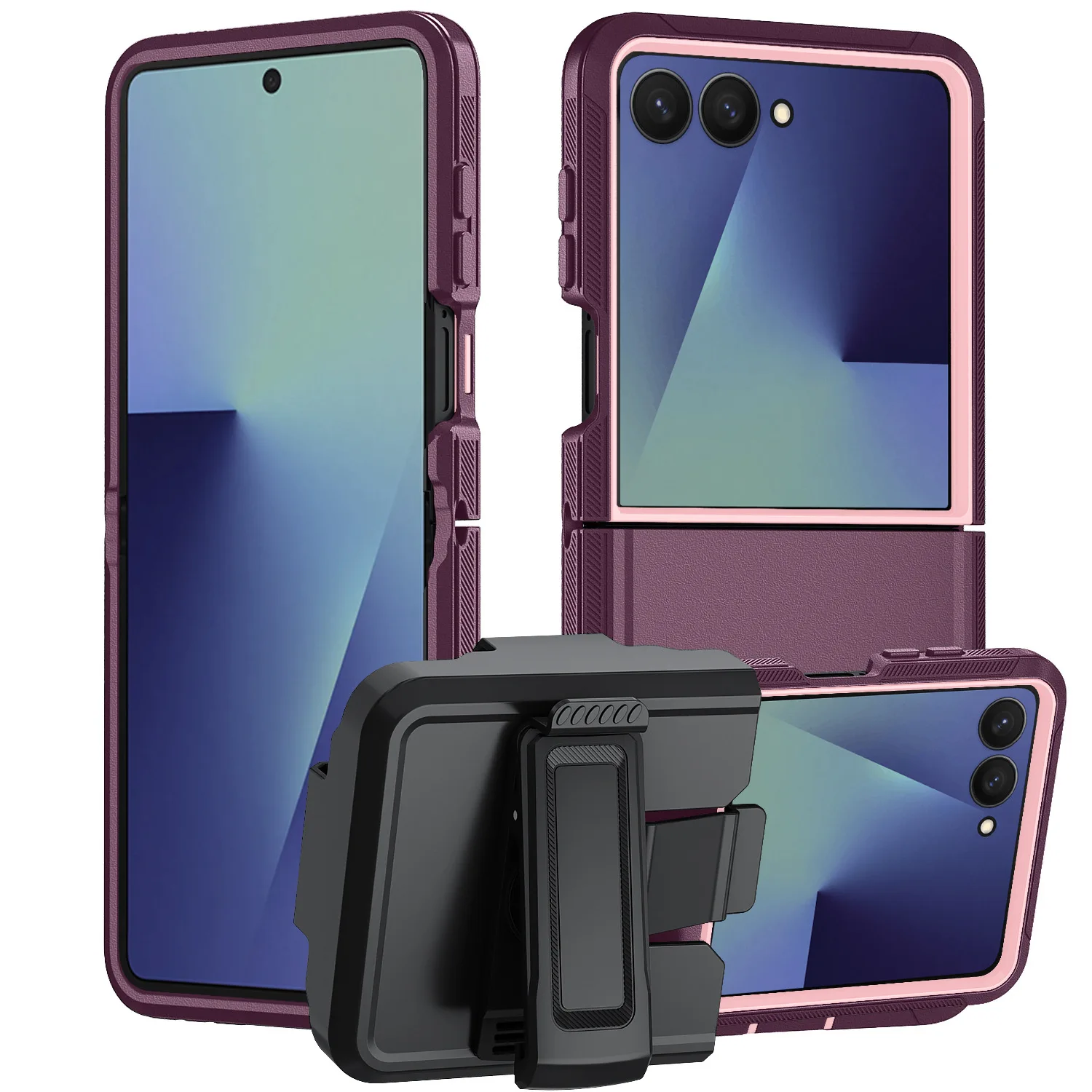 Heavy Armor Hybrid Rugged Case with Rotatable Belt Clip and Enhanced Shockproof Back Cover