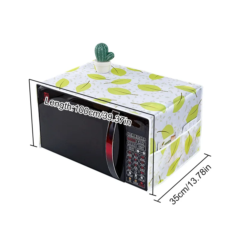Microwave Oven Dust Cover Household Appliances Dust Cloth With Side Storage Bag Smooth Surface Waterproof Wear Resistance Covers