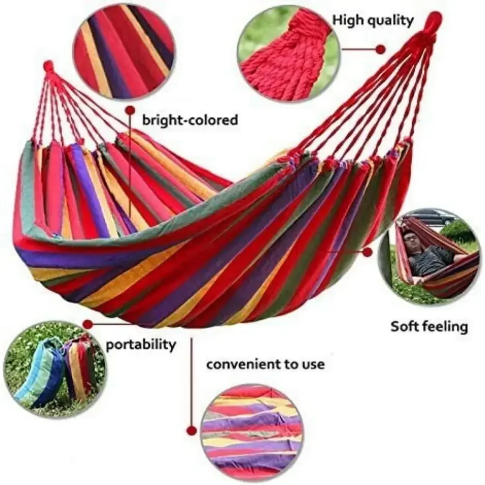 Comfortable canvas hammock chair durable indoor/outdoor swing seat for garden, patio, camping, home leisure 4