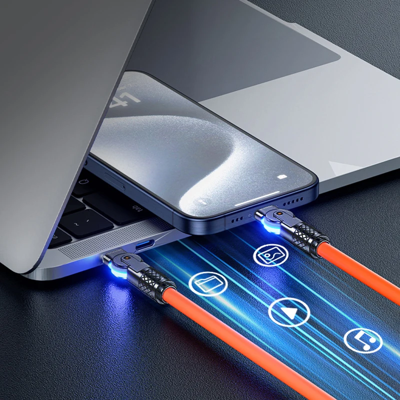 รูปสินค้า สายชาร์จ USB-C 60W หมุนได้ ชาร์จเร็ว ซิงค์ข้อมูล