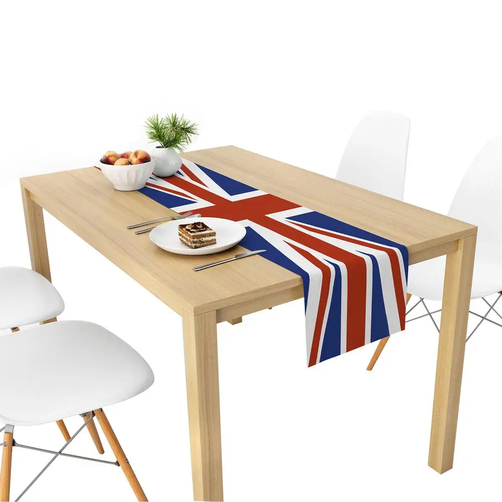 Description Picture 5 of itemUnion Jack Flag Table Runner Rectangular Tablecloth With Uk British Flag Printing Reusable Washable For Parties Home Decor
