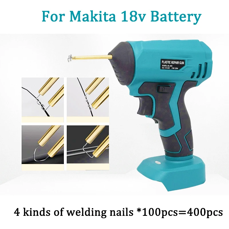 コードレスプラスチック溶接機マキタ/デウォルト/ミルウォーキー/ボッシュ/ブラック&デッカー+400個の釘車の亀裂修理ホットステープラー溶接機