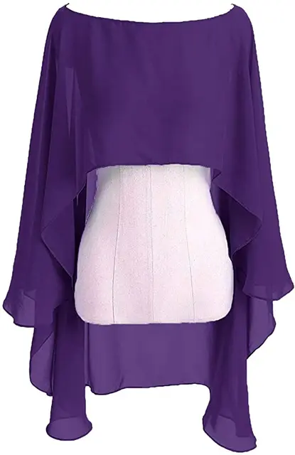 Chiffon Cape Bolero Women Femme Mariage Chalas Mujer Evening Wedding Bridal Jacket Wraps Accessories Peleryna Cloak Boda Shawl purple