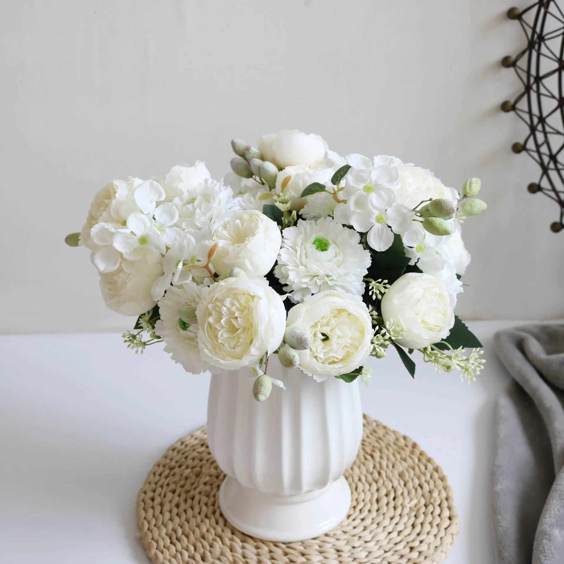 

Vintage Artificial Peonies Silk Peony Flowers & Hydrangeas,Wedding Bridal Home Décor,Centerpiece Arrangement Bouquet de mariage