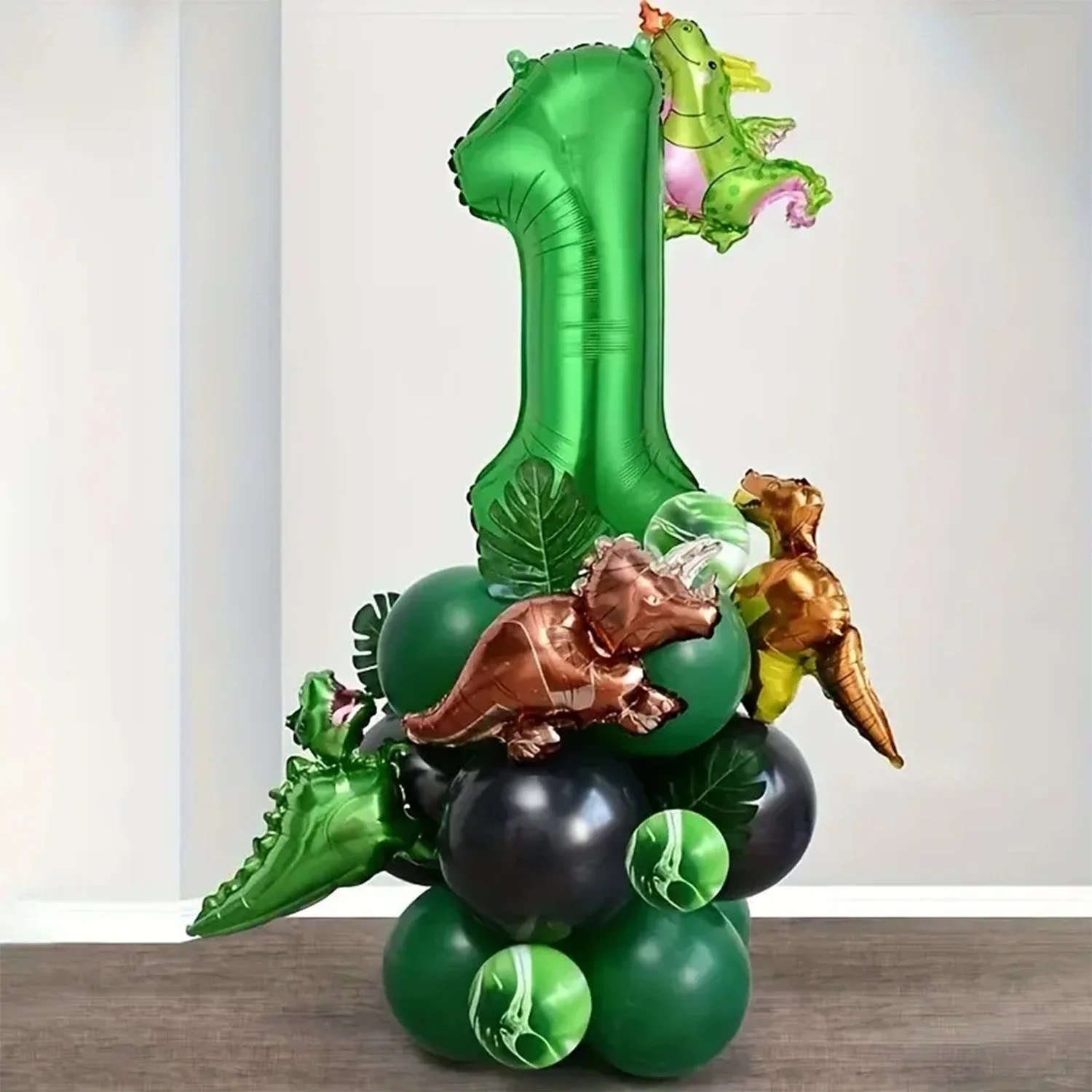 thumbnail image 1 of 25 globos decorativos para fiesta de cumpleaños con diseño de dinosaurio de la jungla, globo digital verde de 32 pulgadas, regalo de Pascua con globo de dinosaurio, 1 of 4