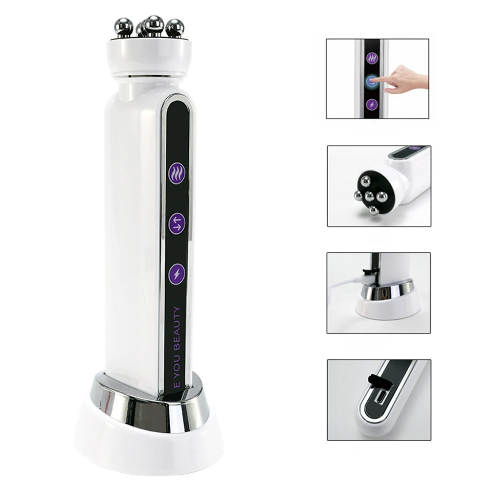 3in1 RF Heating EMS Facial 360° Roller Massager for FIne Lines Lifting Skin Rejuvenation Skin Firm Microcurrent Beauty Machine