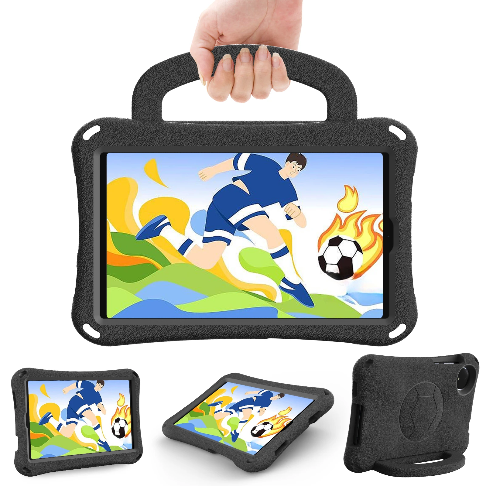 Durable EVA Football-Themed Tablet Stand Case, Rugged Protective Cover