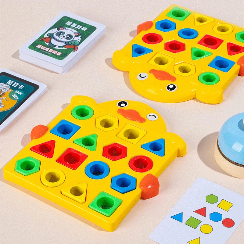 Baby Montessori Toy Geometric Shape Color Matching 3D Puzzle Children Learning Educational Interactive Battle Game Toys For Kids 3