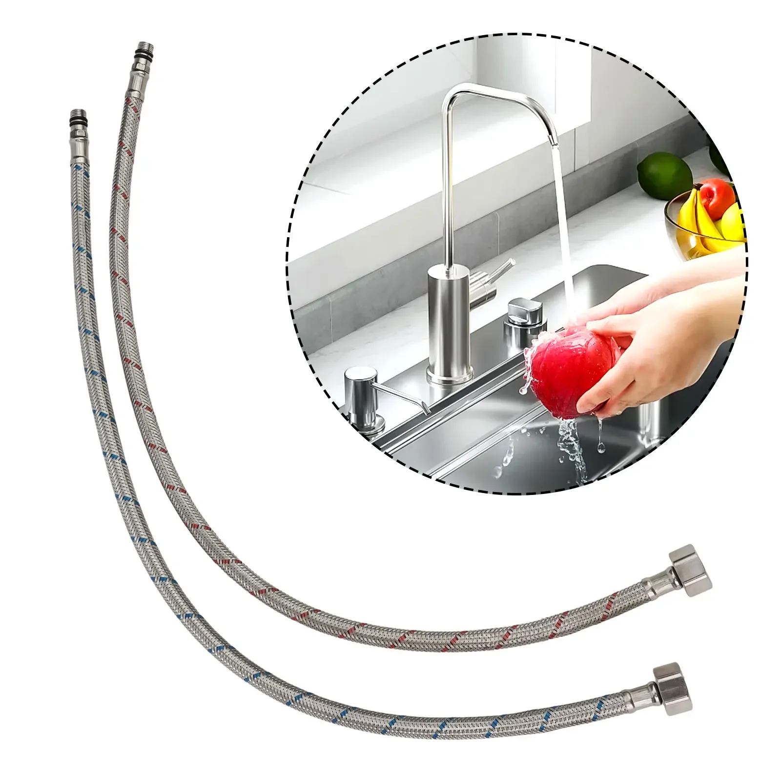 

Соединительная муфта шланг Труба Серебристая нержавеющая сталь 2 шт. 60/80 см аксессуары для раковины ванной комнаты фитинг для кухни