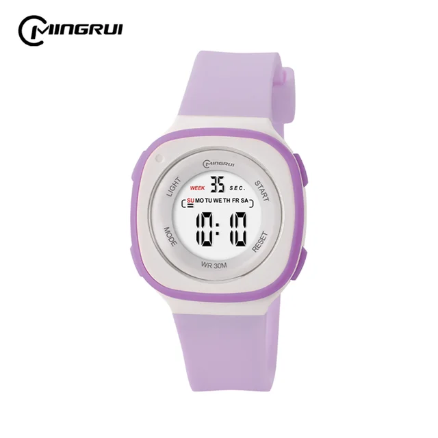 Montres enfants étanche violet numérique enfants montre pour garçons filles mode étudiant électronique montre-bracelet réveils 1